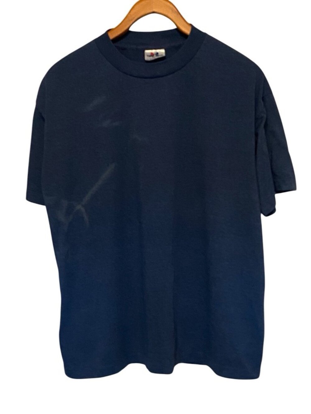 VTG 1980s Tee Jays T-Shirt Men's L Blue Single Stitch USA Made 1986-90